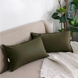 Natural Cotton Linen Green Decorative 12"x20" Throw Pillow Case Cushion …